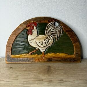 Hand Carved and‎ Painted Rooster Folk Art by Tuohy 1999 Rustic Farmhouse Chicken
